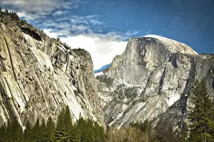 Uninhabited Mountain Scenery Prints: Dramatic view of half dome at yosemite on a spring day