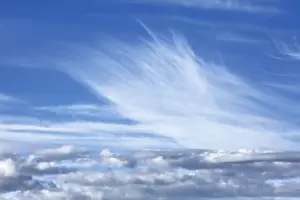 Blue Sky Photography Europe Prints: Dramatic white cloud formations against a clear blue sky