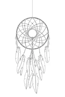 Ornamented Decorative Item Prints: Dreamcatcher vector drawing outlined over white background