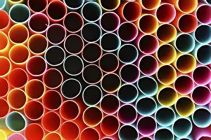 Beautiful Studio Shot Prints: Drinking straws. Macro abstract image with beautiful multi-colored background