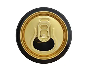 Plain Background Studio Shot Prints: Drinks can top with ring pull, studio shot
