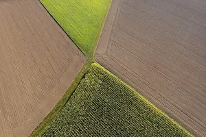 Innviertel Drone Shot Prints: Drone image, maize field and harvested fields from above