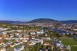Prints of Drone image, Miltenberg am Main, Lower Franconia, Bavaria, Germany Aerial View Prints: Miltenberg am Main Print, Bavaria, Germany