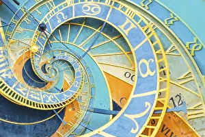 Astrology Background Prints: Droste effect background based on Prague astronimical clock