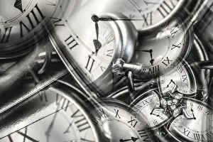 Symbolic Picture Of Time Prints: Droste effect background with infinite clock spiral