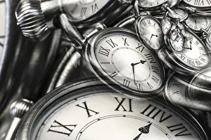 Time Concept Image Prints: Droste effect background with infinite clock spiral