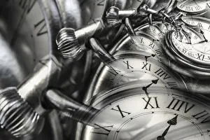 Droste Effect Background Prints: Droste effect background with infinite clock spiral