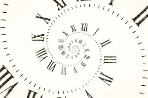 Droste Effect Background Prints: Droste effect background with infinite clock spiral