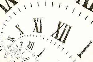 Time Concept Image Prints: Droste effect background with infinite clock spiral