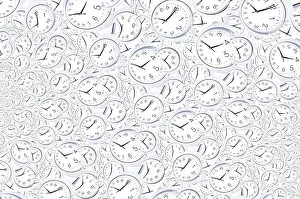 Time Concept Image Prints: Droste effect background with infinite clock spiral