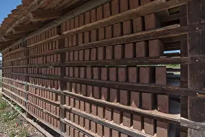 Franconian Open Air Museum Prints: Drying racks of the finished bricks
