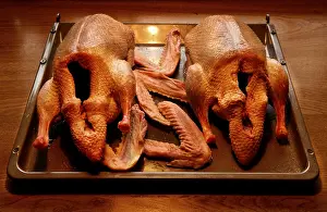 Roasted Duck Recipe Prints: Two duck roasts on baking sheet
