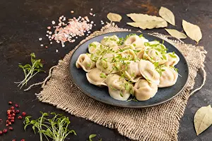 Detailed Food Image Prints: Dumplings with pepper, salt, herbs