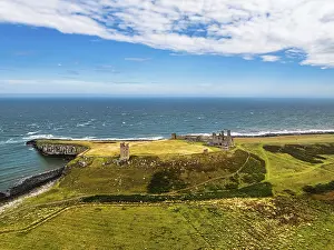 Aerial Landscape Photo With Drone Prints: Dunstanburgh Castle from a drone