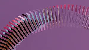 Modern Architecture Illustration Prints: A dynamic 3D render displaying metal and crystal elements