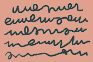 Abstract Pattern Prints: A dynamic abstract pattern featuring dark scribbles on a salmon pink background