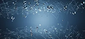 Deserted Digital Landscape Prints: Dynamic Blue Geometric Network