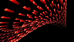Abstract Architecture Art Prints: Dynamic red light pattern against a black background creating a sense of motion