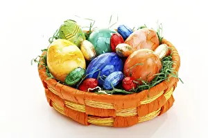 Studio Shot Of Easter Eggs Prints: Easter basket