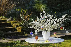 Deserted Holiday Scene Prints: Easter Bouquet with Hand Painted Easter Eggs