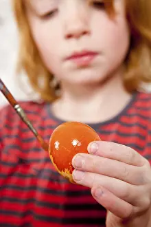 Easter Egg Painting Prints: Easter, child painting an easter egg