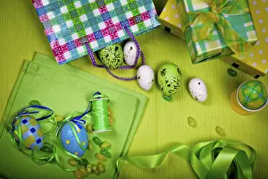 Close Up Easter Eggs Prints: Easter decoration with Easter eggs and sweets