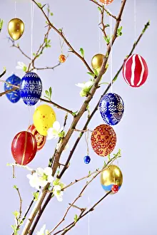 Central European Spring Landscape Prints: Easter, Easter bouquet with colorful Easter eggs