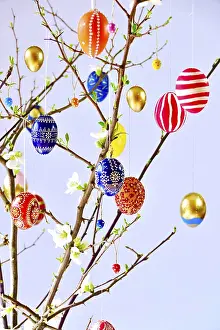 Traditional Easter Decoration Prints: Easter, Easter bouquet with colorful Easter eggs
