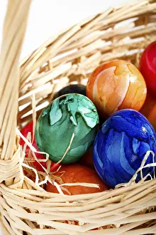 Colourful Easter Eggs Prints: Easter eggs in a basket
