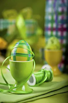 Vernal Blooming Plants Prints: The easter installation with eggs and flowers