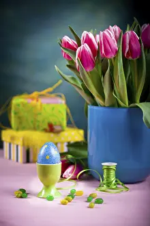 Spring Awakening Flowers Prints: The easter installation with eggs and flowers