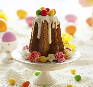 Colorful Easter Eggs Prints: Easter table setting with spring flowers