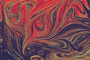 Uninhabited Landscape Art Prints: Ebru marble effect pattern design for print