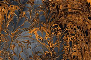 Floral Ornamentation Prints: Ebru Marbling texture with floral patterns