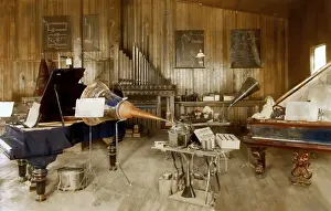 Ancient History Illustration Prints: Edisons experimental development facility for the phonograph