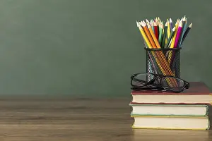 Symbolic Picture Depiction Prints: Educational objects arrangement with copy space