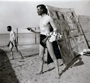 Prints of Edvard Munch on the beach at Warnemunde, Germany circa 1907/8 Edward Munch (12 December 1863 - 23 January 1944) was an important Norwegian modernist painter Edvard Munch Prints: Edvard Munch on the Beach at Warnemunde Print, circa 1907/8