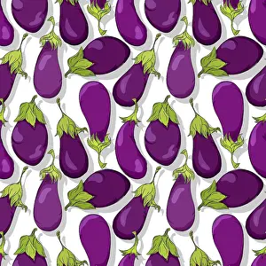 Editable Vector Template Prints: Eggplant repeating pattern, editable vector template