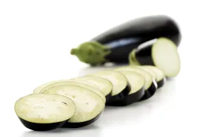 Sliced Vegetables Prints: Eggplants, whole and sliced