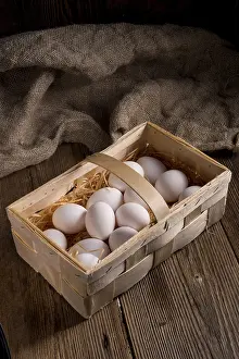 Empty Wicker Basket Prints: Eggs in the basket