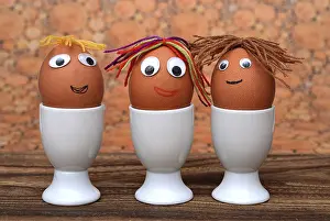 Studio Food Photography Ideas Prints: Eggs with faces in eggcups