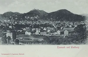 Uninhabited German Townscape Prints: Eisenach, Thuringia, Germany, view around ca 1910