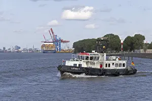 Modern Architecture Germany Prints: Elbe Philharmonic Hall, container ship