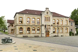 German Town Hall Square Prints: Former elementary school from 1887 with extensions from 1949