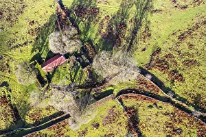 Haytor Rocks Landscape Prints: Top Down over Emsworthy Mire from a drone