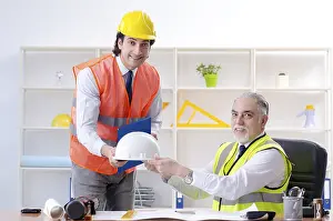 Single Person Labour Prints: Two engineers colleagues working under project