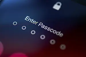 Secure Data Protection Concept Prints: Enter password, password protected