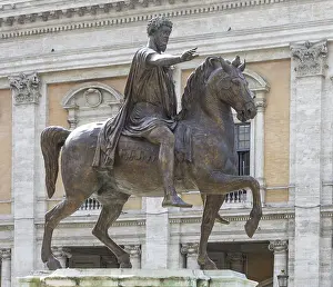 Historic Italian Architecture Prints: Equestrian statue of Marcus Aurelius