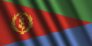East Africa Flags Prints: The Eritrea flag flying in the wind