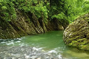 River Breggia Switzerland Prints: Eroded bands of limestone, rocks